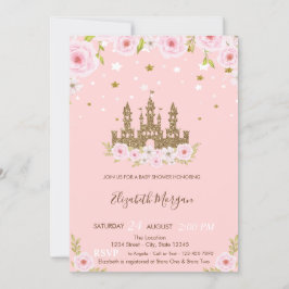 グリッターキャッスルスターフラワーベビーシャワー 招待状