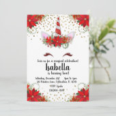 グリッターキャンディケインユニコーンホリデー誕生日 招待状 (スタンド正面)