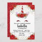 グリッターキャンディケインユニコーンホリデー誕生日 招待状 (正面/裏面)