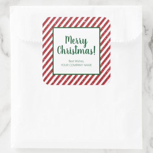 グリッターキャンディストライプのケーン会社広場ステッカー スクエアシール (バッグ)