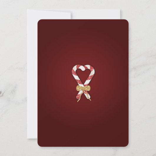 グリッターキャンディーケーンフレームファミリーフォトクリスマス 招待状 (裏面)