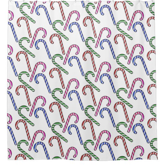 グリッターキャンディーケーン模様 シャワーカーテン (正面)