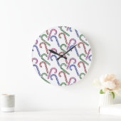 グリッターキャンディーケーン模様 ラージ壁時計 (ホーム)
