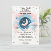 グリッターキラキラ小さな星の赤ちゃんシャワー 招待状 (スタンド正面)
