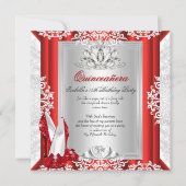 グリッターキンセアニェラ15thバースデーパーティレッドシューズ 招待状 (正面)