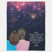 グリッターギフトお母さん娘の手紙ノート フリースブランケット (正面)