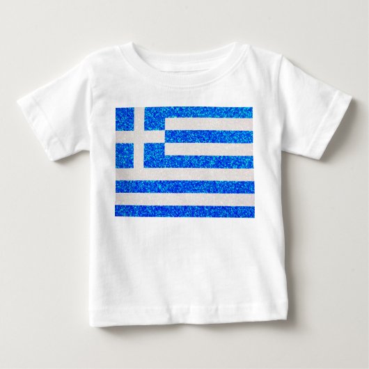 グリッターギリシャ国旗のベビーTシャツ ベビーTシャツ (正面)
