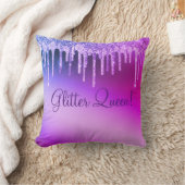 グリッタークイーンガーリーグリッターかわいらしパープルスロー クッション (ブランケット)