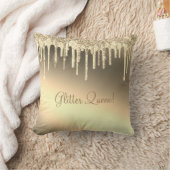 グリッタークイーンゴージャス金ゴールドスパークル クッション (ブランケット)