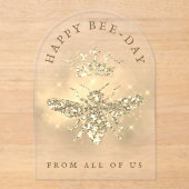 グリッタークイーンビー誕生日カード アクリル招待状 (正面)