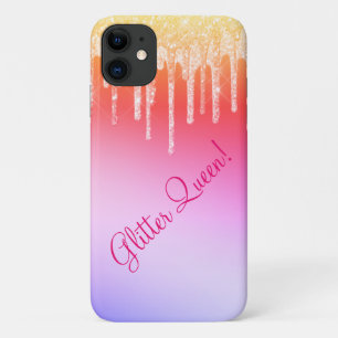 グリッタークイーンホットピンクスパークルズグきらきら光るラム iPhone 11 ケース
