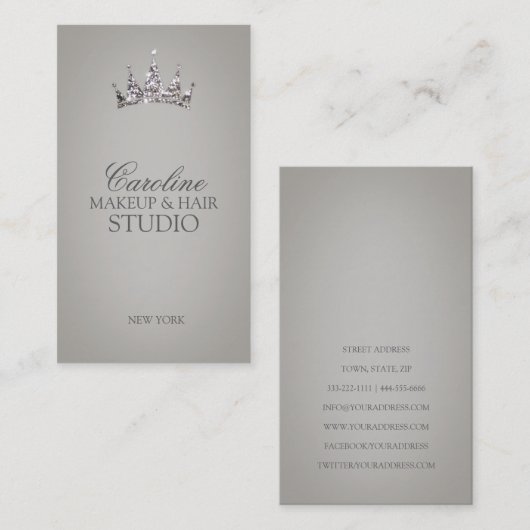 グリッタークラウンシンボル化粧&美容師カード 名刺 (正面/裏面)