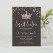 グリッタークラウンバラ金ゴールドグレー紙吹雪スウィート16 招待状 (スタンド正面)
