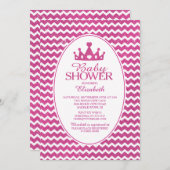 グリッタークラウンプリンセスベビーシャワーの侵入 招待状 (正面/裏面)