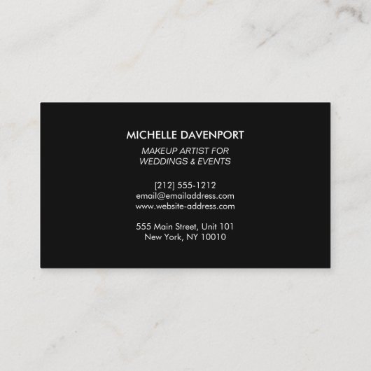 グリッタークラシックシルバーのメイクアップアーティスト名刺 名刺 (裏面)