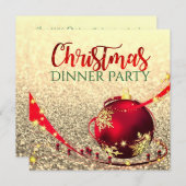 グリッタークリスフェイクマスディナーパーティー招待状 招待状 (正面/裏面)