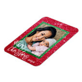 グリッタークリスマスカードパーソナライズされた – フォトフレーム マグネット (左側)