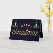 グリッタークリスマスキャンドル カード (黄色い花)