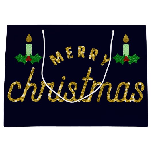 グリッタークリスマスキャンドル ラージペーパーバッグ (正面)