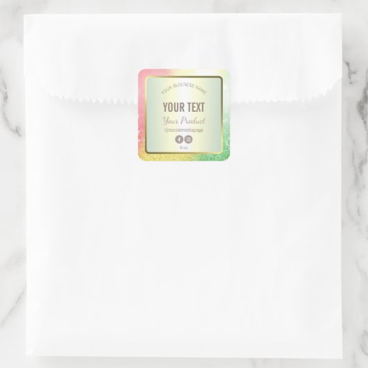 グリッタークリスマスグリーン金ゴールドグリッター製品ラベル スクエアシール (バッグ)