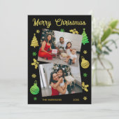 グリッタークリスマスツリーすてきリーフフォトブラック シーズンカード (スタンド正面)