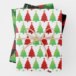 グリッタークリスマスツリーズクリスマス ラッピングペーパーシート