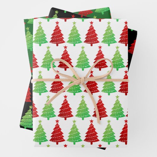 グリッタークリスマスツリーズクリスマス ラッピングペーパーシート (インサイチュ)