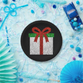 グリッタークリスマスプレゼント ペーパープレート (パーティー)