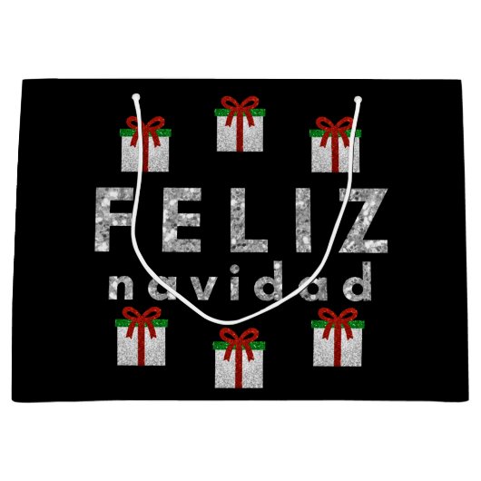 グリッタークリスマスプレゼント ラージペーパーバッグ (正面)