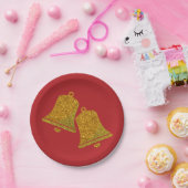 グリッタークリスマスベル ペーパープレート (パーティー)