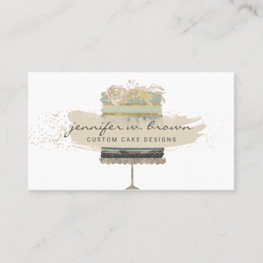 グリッタークリームフローラケーキベーカリーデザート 名刺 (正面)