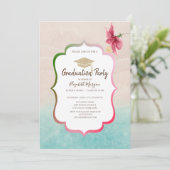 グリッターグラッドキャップハイビスカスビーチ卒業 招待状 (スタンド正面)