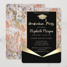 グリッターグラッドキャップ、紙吹雪グラデーション大理石卒業 招待状