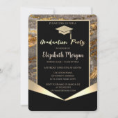 グリッターグラッドキャップ、紙吹雪石大理石卒業 招待状 (正面)