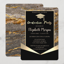 グリッターグラッドキャップ、紙吹雪石大理石卒業 招待状