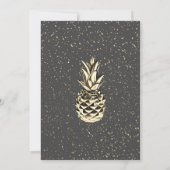 グリッターグラッドキャップ、紙吹雪、ワイン、メタリックパイナップル 招待状 (裏面)