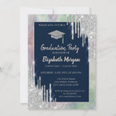 グリッターグラッドキャップ、銀ドリップ、光学ホログラフィック 招待状 (正面)