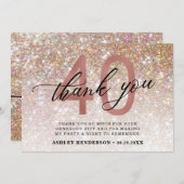 グリッターグラデーションスイート40歳の誕生日サンキューカード サンキューカード (正面/裏面)