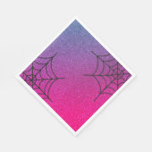 グリッターグラデーションスパイダーウェブティール（緑がかった色）ピンクパープル スタンダードランチョンナプキン (角)