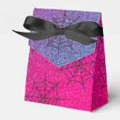 グリッターグラデーションスパイダーウェブティール（緑がかった色）ピンクパープル フェイバーボックス (正面サイド)