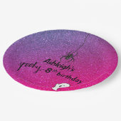 グリッターグラデーションスパイダー幽霊グラムハロウィン ペーパープレート (アングル)