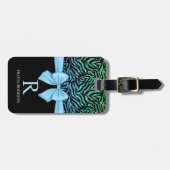 グリッターグラデーションゼブラブルーボウモノグラム ラゲッジタグ (正面横)