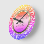 グリッターグラデーションダイ結婚ヤモンド50周年 ラウンド壁時計 (傾斜)