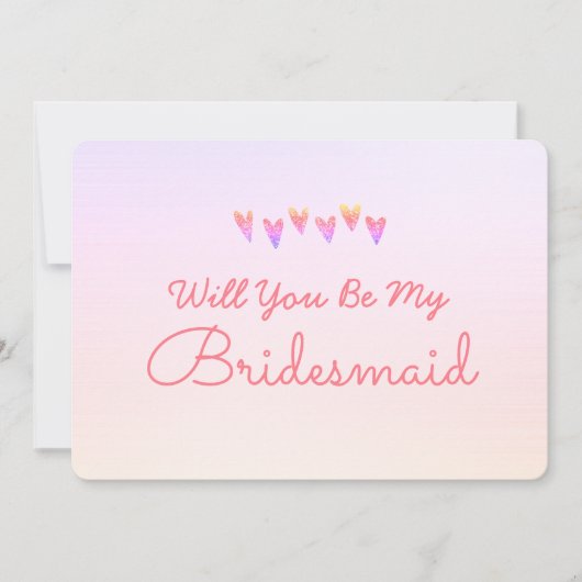 グリッターグラデーションハートは私の花嫁になる 招待状 (正面)