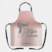 グリッターグラデーションバラ金ゴールドハート、ヘアドライヤー エプロン (正面)