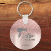 グリッターグラデーションバラ金ゴールドハート、ヘアドライヤー キーホルダー (正面)