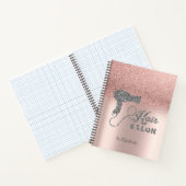 グリッターグラデーションバラ金ゴールドハート、ヘアドライヤー ノートブック (内部)