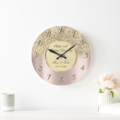 グリッターグラデーションバラ金ゴールド50結婚周年記念 ラージ壁時計 (ホーム)
