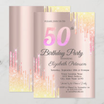 グリッターグラデーションバラ金ゴールド50th Birthday Party