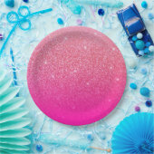 グリッターグラデーションピンク ペーパープレート (パーティー)